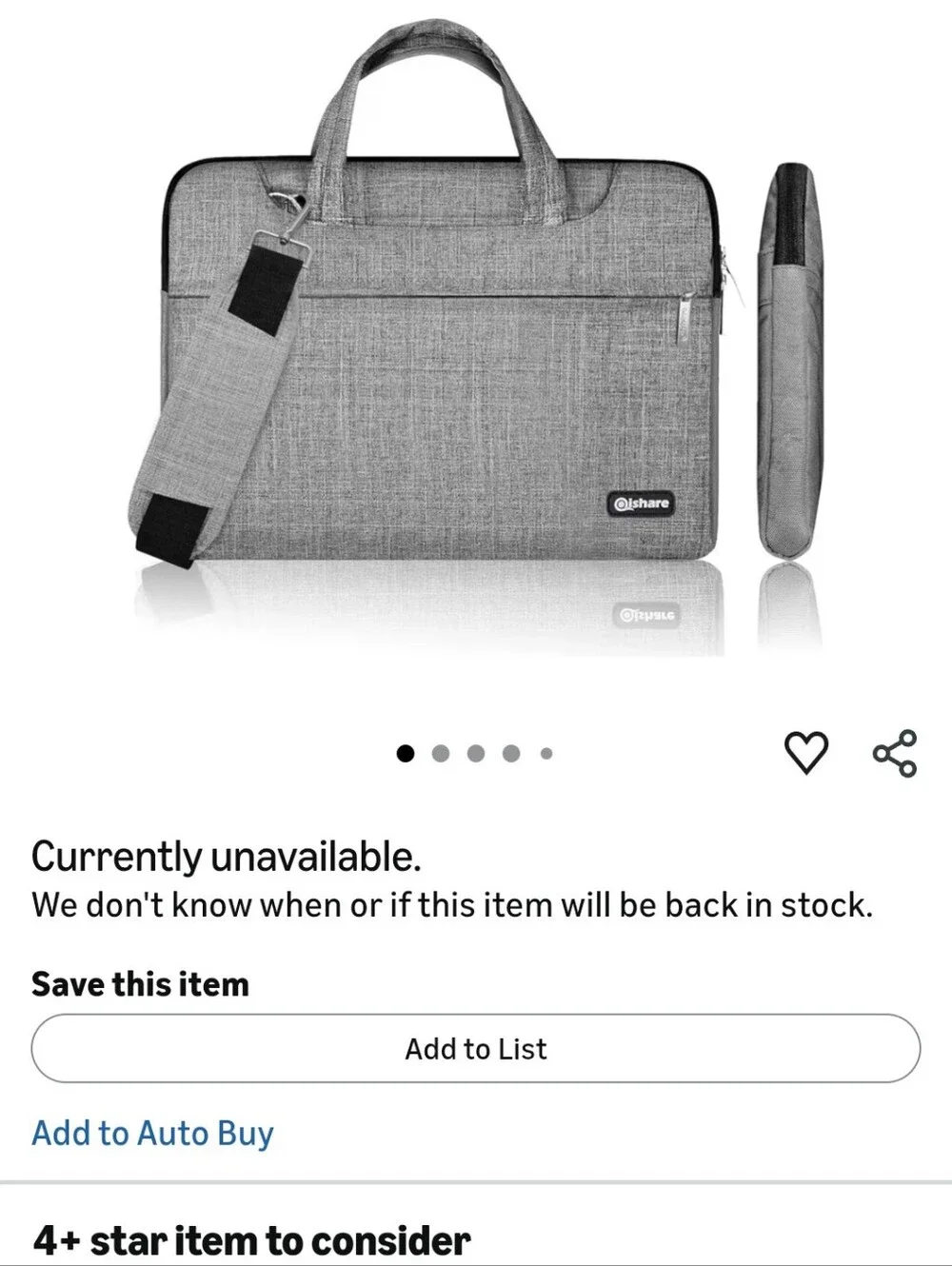 Grey Laptop Briefcase Bag